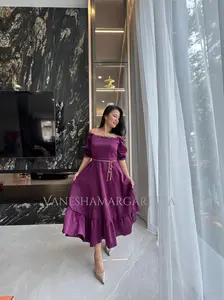 [VM] 707 - Dress Chibi Tunik Wanita Fashion / dress code natal satin  / Polos Baju Casual Panjang Gaun Pesta