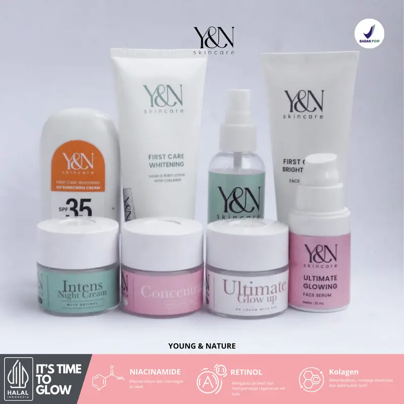 Paket Glowing Y&N Skincare Perawatan Wajah Pencerah Muka Mencerahkan Moisturizer Facial Pelembab Lotion 3