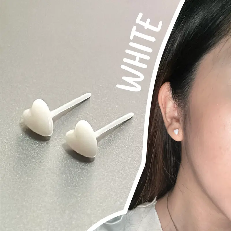 Medical Keramik Anting Anti infeksi Love Anti alergi Hati Biomimetic aman Simpel Elegan Earrings aksesoris wanita anting tusuk clover kecil anting  y2k 4
