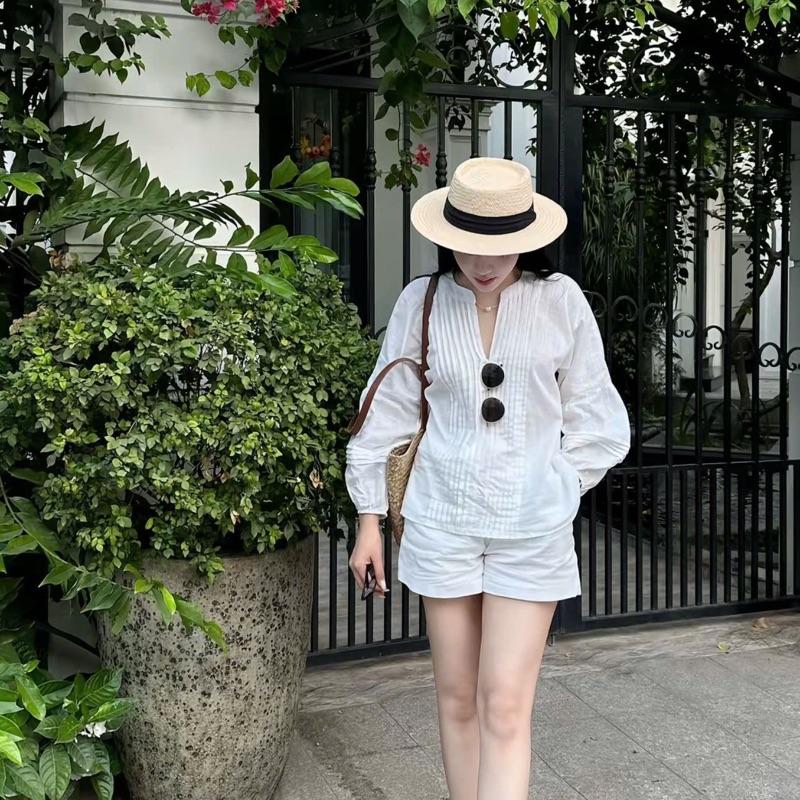 Set Áo Đũi Linen Xếp Li Tay Bồng”RIBI” Mix Quần Sooc Đũi Cạp Chun co giãn-Dành Cho Nữ 2
