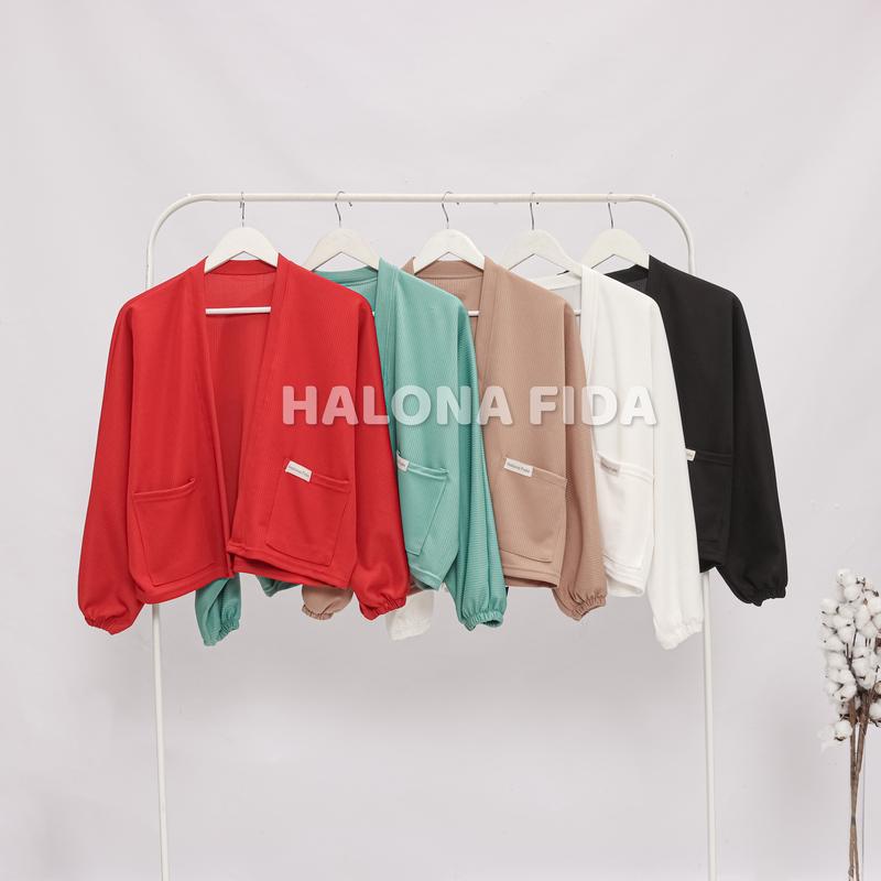 Cardigan Lona Outer Atasan Wanita Batwing Oversize Kelelawar Polos Kantong Kanan Kiri Two Tone Premium 7