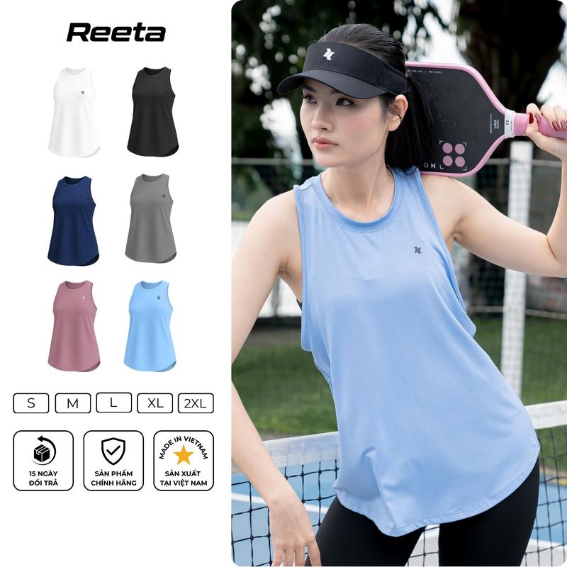 Áo ba lỗ Tank-Top thể thao Reeta vải dệt lỗ kim thoáng khí khử mùi tập gym, aerobic, yoga, trẻ trung đủ size nhiều màu- A3029
