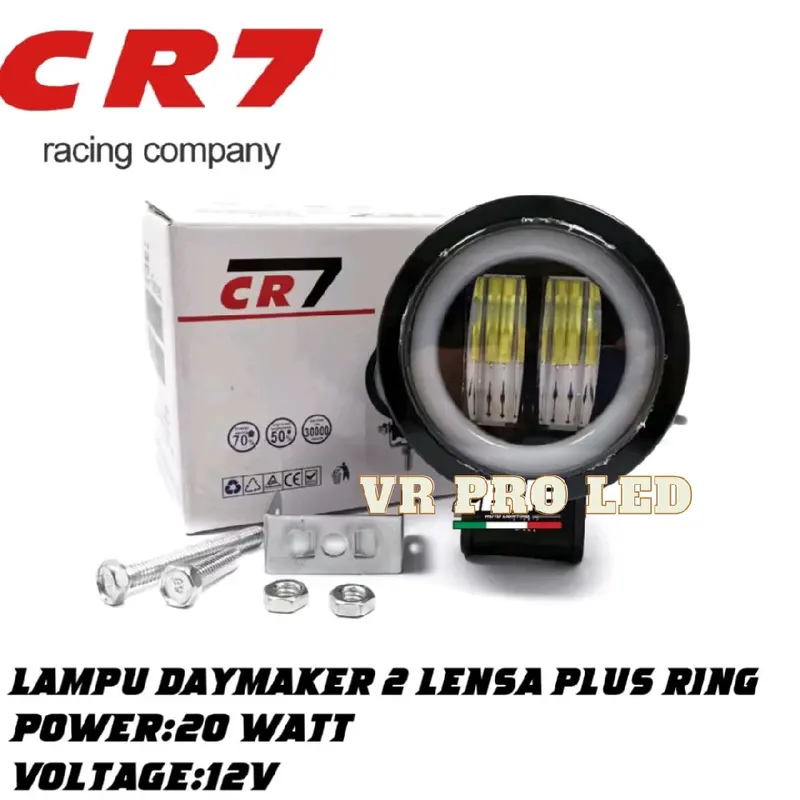 Lampu Tembak Sorot Daymaker 2 Lensa LED CWL Plus Ring Angel Eyes Cahaya 20 Watt Universal bunus breket dan Baut Bulat Waterproof Motor 0