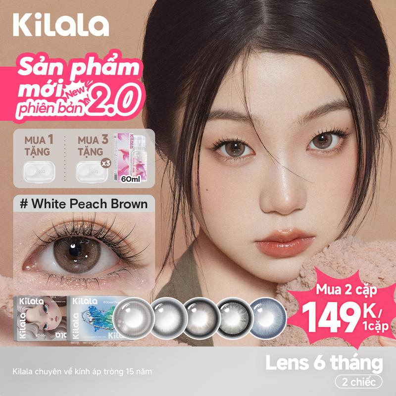 [Dành riêng cho KOL]Kính áp tròng Kilala LENS 6 THÁNG phiên bản nâng cấp dưỡng ẩm cao 40%, đeo êm mềm thoải mái cả ngày, màu Đen Nâu Xám DIA 14.2-14.5mm độ cận 0-7, tự nhiên dễ phối makeup, phù hợp nữ sinh viên & nhân viên văn phòng