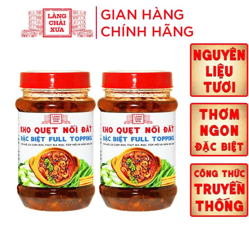 COMBO 2 HỦ Kho quẹt nồi đất Làng Chài Xưa 250g hủ thơm ngon đặc biệt full topping tôm khô cá cơm rim thịt ba rọi tốp mỡ mắm nhỉ