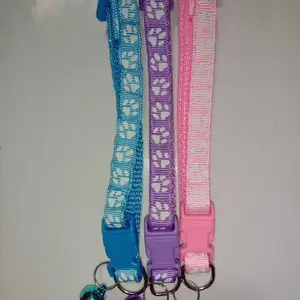 Kalung Kucing Lonceng Hewan Peliharaan Tali Leher Anjing Kecil Lonceng Pet Collar Dog Kitten Adjustable Motif Tapak Kaki Murah Import