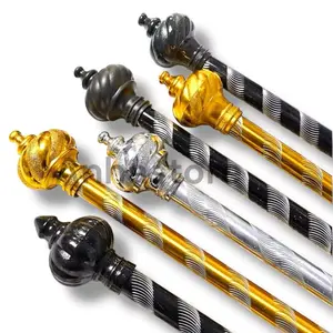 Batang Gorden Besi Full Set Lengkap Dengan 2 Tutup 2 Kaki Skrup Dan Bergaransi Variasi 3 Warna Gold Silver Hitam Model Uril Dan Garis Dekorasi Perlengkapan Gorden