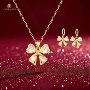 Luxeglamour - Set Perhiasan Aksesoris Kalung Dan Anting Motif Bunga