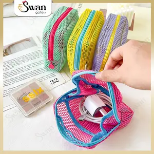 Pouch Kosmetik Tofu Jaring Makeup Y2K Multifungsi Penyimpanan Tas Kecil Warna Jala Mess Korea Portable Travel Size Dompet Serbaguna Tebal