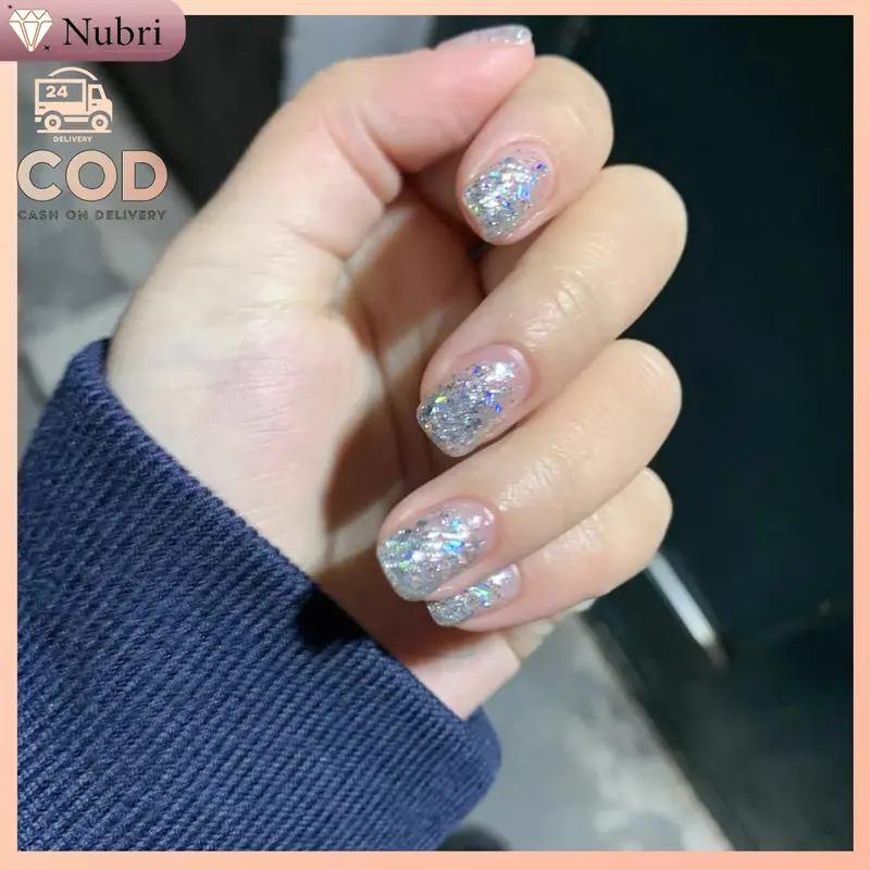 Nubri COD Paket Starburst Glitter Gel Warna-Warni Glitter Besar Toples Warna-Warni 6 Warna 3 Pena Terapi Cahaya Nail Art Set Gelatin 2