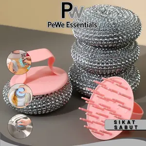 PW  - Sikat Cuci Piring Sabut Kawat + Gagang | Kepala Bisa Dilepas, Bersih Maksimal