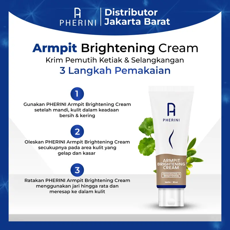 PHERINI BUNDLE ARMPIT BRIGHTENING CREAM + BODYWASH CLEANSER Arbutin Ketiak Hitam Mencerahkan Selangkangan Niacinamide Memutihkan Extract 5