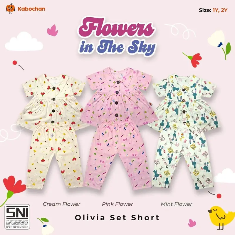 KABOCHAN baju bayi 3 pcs , DRESS BAYI 3 PCS  setelan pendek , setelan panjang , set evelyn size S M L LB XL 7