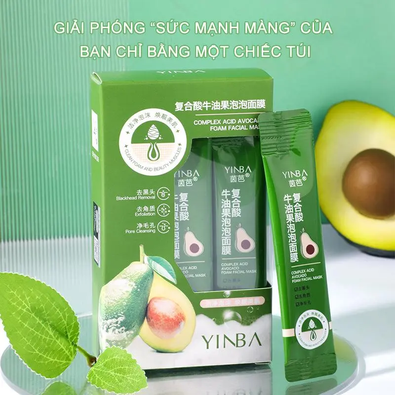 Mặt Nạ Sủi Bọt Bơ trái cây Xuất (Hộp 10 Gói) Sạch Sâu Lỗ Chân Lông, Hết Mụn, Nhờn, Mềm Mịn Da