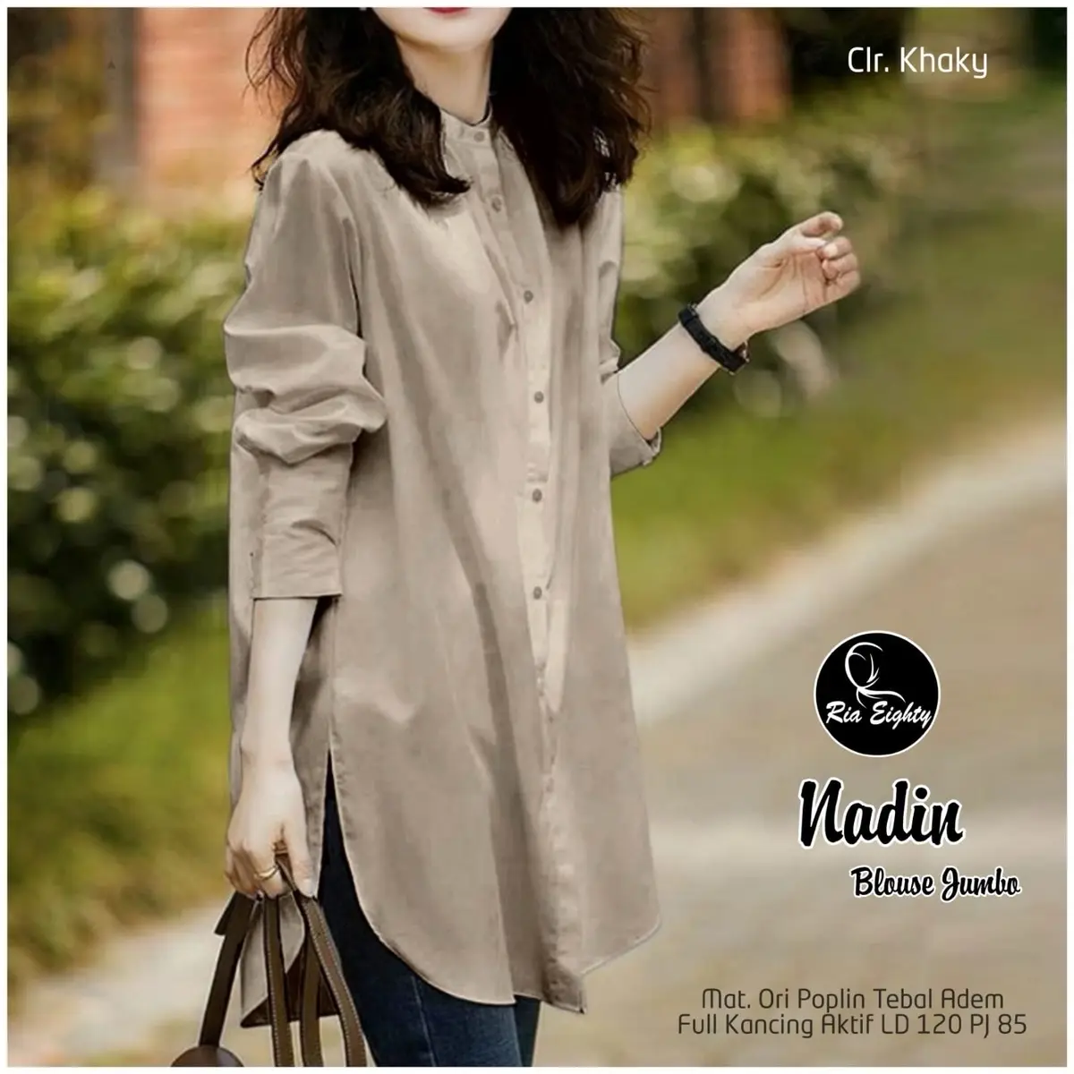 NADIN BLOUSE JUMBO CEWEK Ld 120 busana oversize wanita premium kemeja kerja casual kekinian Atasan Panjang
