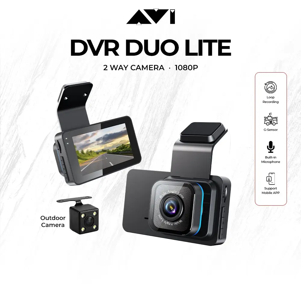AVI Duo Lite Dashcam Mobil 2 Channel 1080P Front Rear Camera