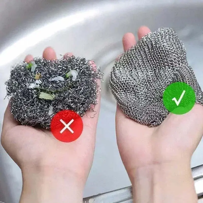 Vải lau ma thuật bằng Dây bạc, 10 cái, Khăn lau bát đĩa nhà bếp, Vải lau bằng dây thép kim loại, Thích hợp cho nồi và bát đĩa, Dụng cụ làm sạch 8