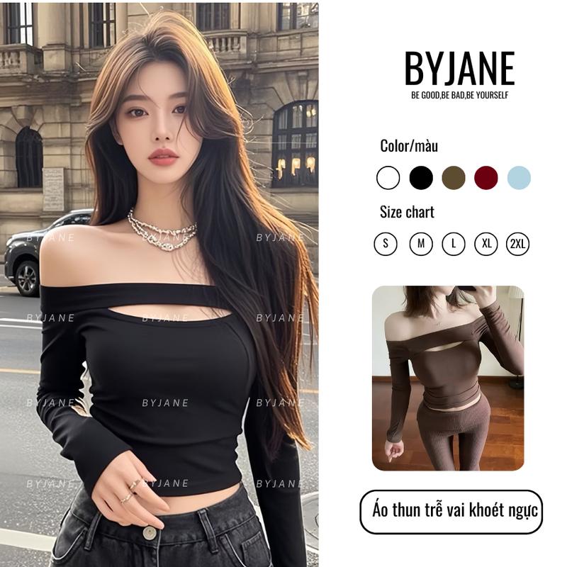 ( MỞ BÁN ) Áo Thun Nữ Trễ Vai Khoét Ngực BYJANE-836