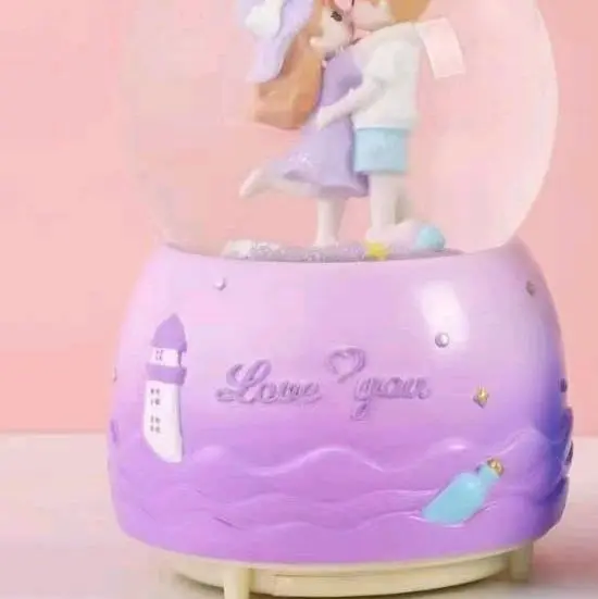 snowball otomatis teddy bear kotak musik love story lampu tidur 1