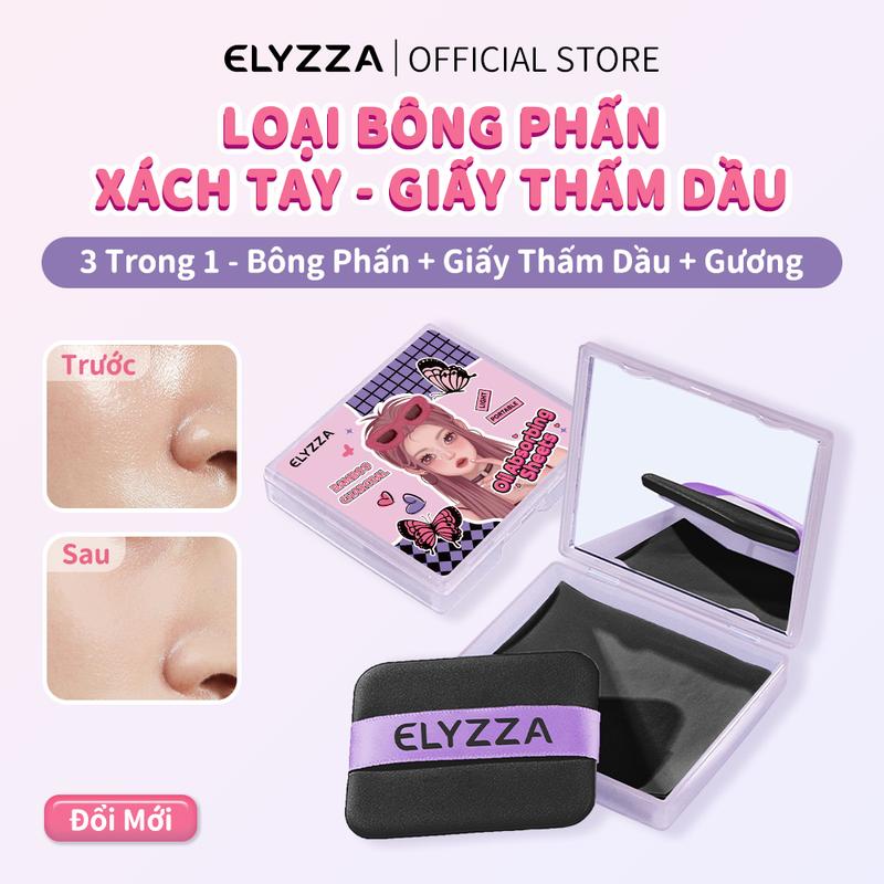Giấy Thấm Dầu Da Mặt 3 Trong 1 ELYZZA Chất Liệu Than Tre Vệ Sinh Dầu Nhờn Thừa Trên Da Mặt 80 Tờ, Với Bông Thoa Phấn & Gương, Phù Hợp Với Làn Da Dầu Và Những Cô Nàng Thích Trang Điểm