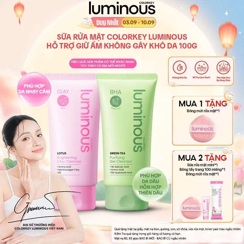 Sữa Rửa Mặt Colorkey Luminous Phiên Bản Mới Giúp Làm Sạch, Hỗ Trợ Giữ Ẩm Hạn Chế Khô Da 100g