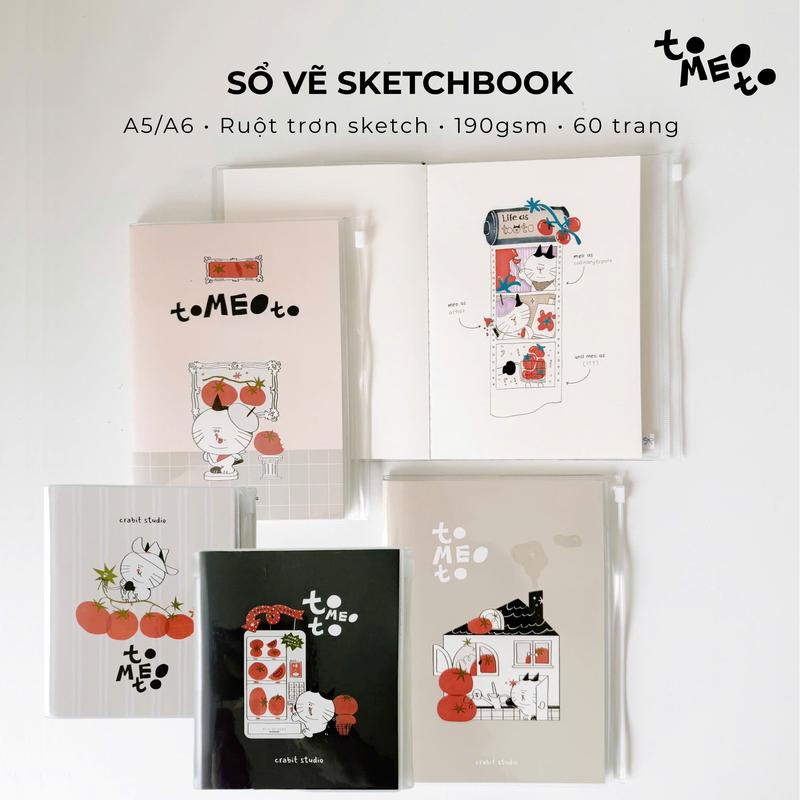  Sổ vẽ sketchbook A5 A6 bìa mềm chuyên vẽ phác thảo màu chì inking 190gsm Crabit Tomeoto Collection 