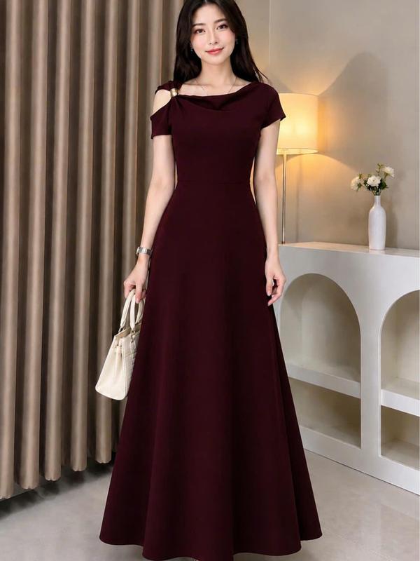 ĐẦM THUN KHOEN ÔM EO TRỄ VAI – DÁNG XÒE NỮ TÍNH, MẶC LÊN CỰC TÔN DÁNG. KHÔNG PHẢI LỤA