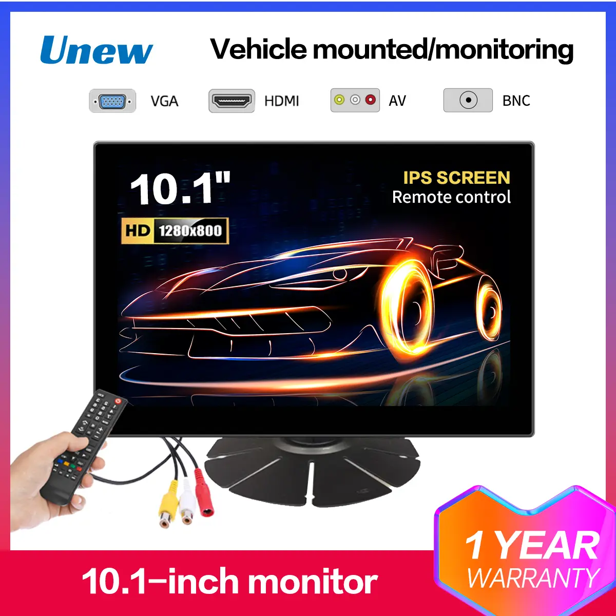 10.1 inch  Monitor FHD 1280 * 800 industrial display suitable for industrial home monitoring, supporting VAG HDMI AV BNC DVI