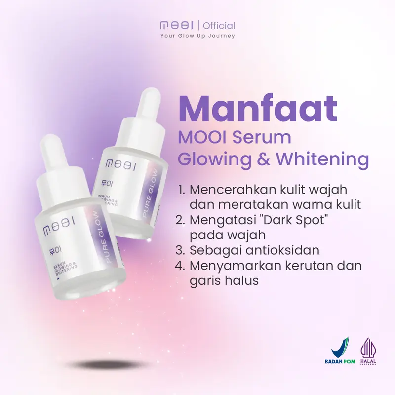 MOOI Serum Pure Glow Mencerahkan Wajah Serum Korea Free Emas Pencerah Essence 2