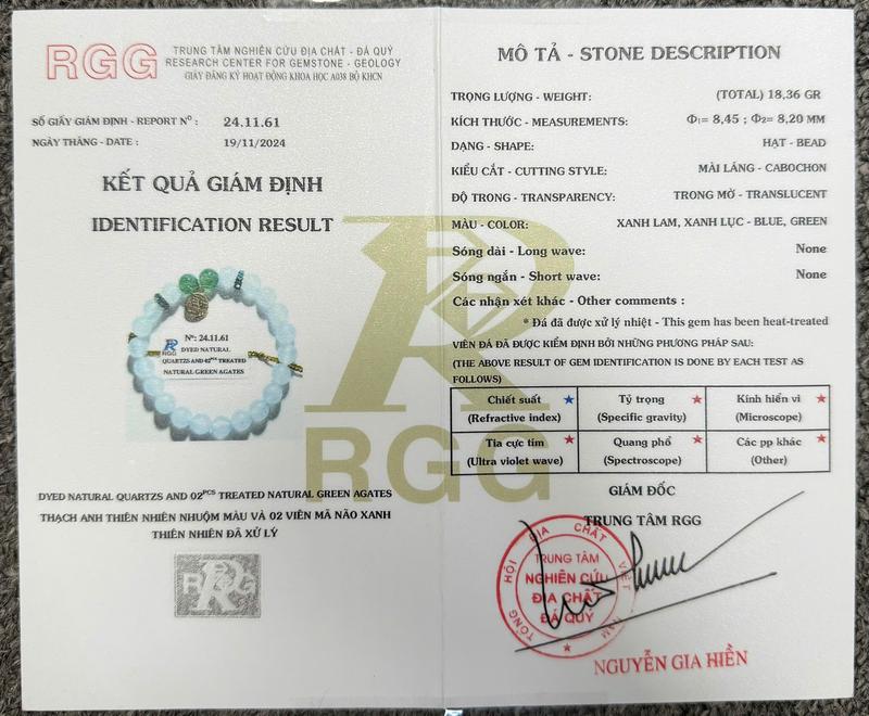 Product Introduction of [Deal trên live] Vòng tay đá thạch anh xanh dương kèm đá mã não và charm chữ phúc phù hợp cho nữ 1
