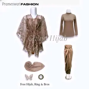 PRAMESWARI (FREE HIJAB) - Paket 6in1 Setelan Kebaya ghina Hijab Setelan Kebaya Modern Pesta Wisuda Mewah