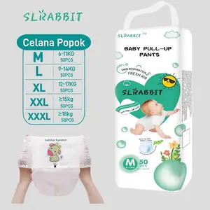 SLRabbit Diapers Pants Bayi | Celana Popok Bayi  50pcs – Nyaman, Tipis, Daya Serap Tinggi, Anti bocor, lembut, Anti ruam & aman dikulit | Uk M-XXXL