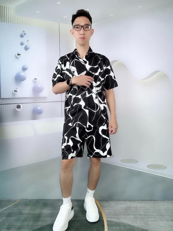 Bộ lụa nam chất liệu lụa Hàn siêu mát  - Phong cách Hàn Quốc - Họa tiết vân đá sắc nét chống nhăn co giãn tốt mặc siêu mát 0