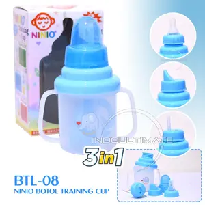 3in1 Botol Susu Anak Bayi NINIO Karakter Lucu Baru Lahir BTL-08 / Training Cup Botol Bayi Belajar Minum Sedotan Karakter Anti Tumpah  Bayi