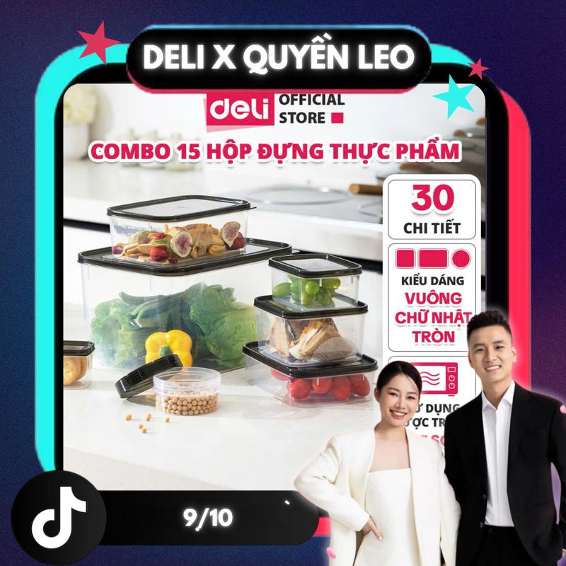 [COMBO 15 HỘP] Hộp đựng thực phẩm Deli Hũ nhựa, lọ nhựa siêu kín chống ẩm mốc, bảo quản đồ ăn Đựng Đồ Ăn Đựng Gia Vị