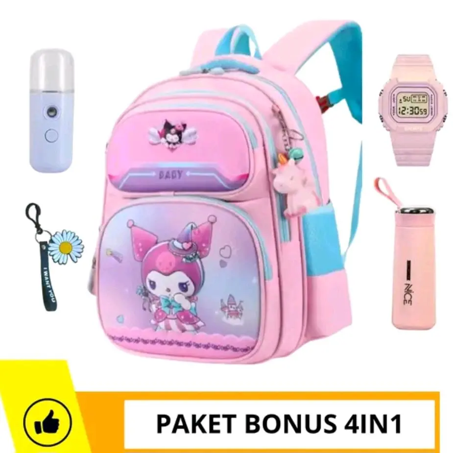 Tas Ransel Anak Kuromi Terbaru Baby Sekolah Perempuan Penuh Bonus Lucu Murah Bisa COD tas premium