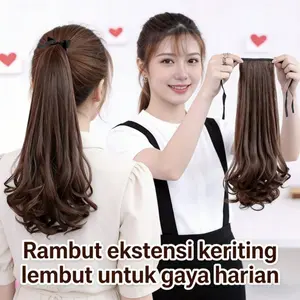 Hair Clip Curly Hair Clip Ponytail Tali 38cm/48cm/58cm Black Brown Coklat