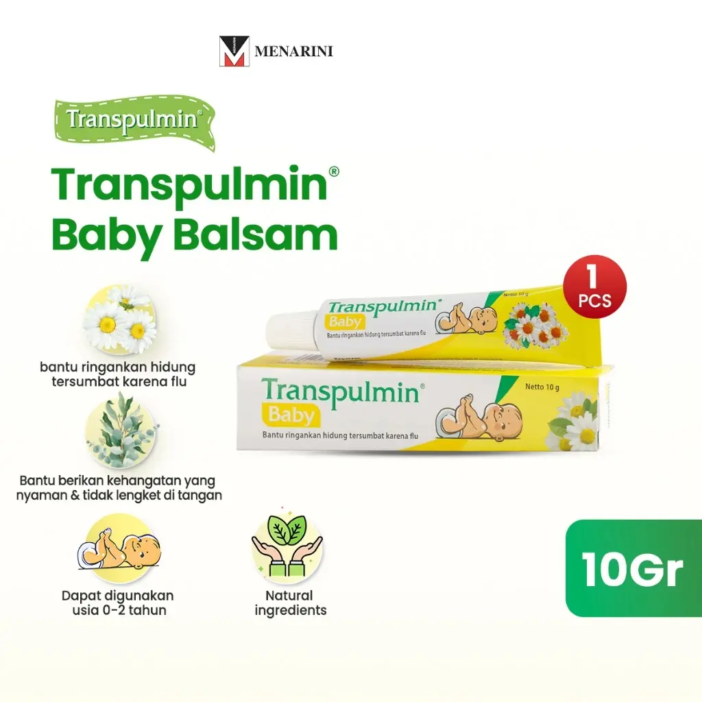 Transpulmin Baby Balsam Bayi 10 gr - Bantu Ringankan Bapil Hidung Tersumbat karena Flu pada Bayi