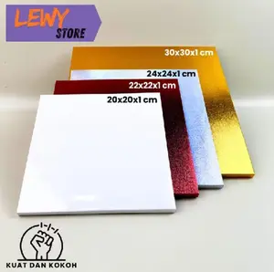 Alas kue/Tatakan kue/cake base glossy square isi 5 pcs Hitam Marble PUTIH MERAH GOLD SILVER