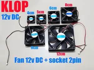 kipas angin 12v DC KLOP + socket 2 pin ukuran 4cm 5cm 6cm 8cm 9cm 12cm fan cooling cooler 4 5 6 8 9 12 cm pendingin udara Laptop