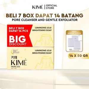 [BELI 7 BOX DAPAT 14 BATANG] Kime Luminizing Jeju Brightening Soap 700Gr - Niacinamide Volcanic Ash Charcoal Collagen | Sabun Mandi Pemutih Badan Wajah Glowing Natural Mencerahkan Muka Kulit Tubuh Kaki Tangan Ketiak Whitening Booster Eksfoliasi Flek Hitam