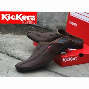 Sepatu sendal selop pria sandal selop bustong kickers slip on casual formal pantofel bahan kulit p.u | Hot Item
