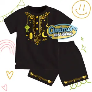 Cimimoro Setelan Anak Cowok Cewek Viral Terbaru Tema Lebaran Idul Fitri Gambar Arabic Kupat