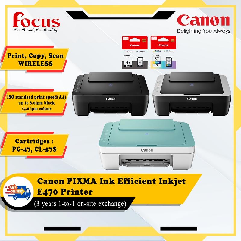  Canon Pixma Ink inkjet efficient E470 print scan copy office printer WiFi printer Black 