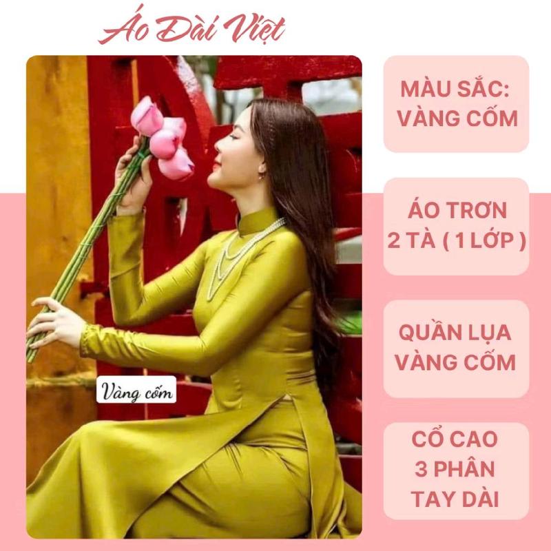 Áo dài lụa Tô Châu Cao Cấp vải bóng nhẹ,sang trọng phù hợp mọi dịp lễ tết,ăn hỏi _ Áo Dài Việt Nữ Wonem Dress