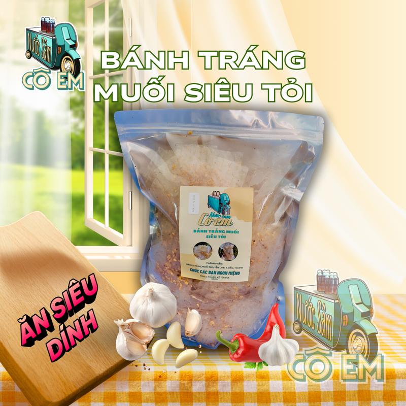 Bánh Tráng Muối Siêu Tỏi - Kèm Muối Cho Khách Thích Gu Đậm - Dùng Chay Được Món Ăn Siêu Dính - Tỏi Phi Nguyên Chất Thơm Nức Mũi