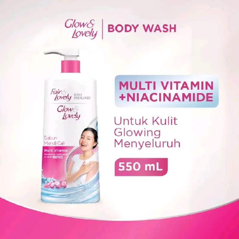 Glow & Lovely Sabun mandi PINK cair 550mL MULTI VITAMIN Mencerahkan 1