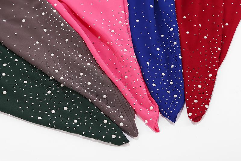 Malaysia Indonesia Pearl Chiffon material Baotou scarf rhinestone porcelain decorative fashion headscarf_voghion.com