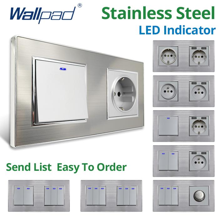 Jual Wallpad Silver Stainless Steel Panel Wall Light Switch LED Dimmer ...