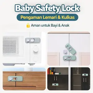 Kunci Lemari Baby Safety Lock – Pengunci Pintu & Kulkas Plastik ABS No Drill Easy Install Anak-Anak Bayi Pengaman Laci